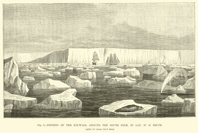 Część ściany lodowej wokół bieguna południowego, na szerokości geograficznej 78° 15 South autorstwa English School