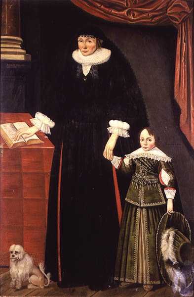Portret damy i młodego chłopca, być może Anne Bonham i jej syna Hugh autorstwa English School
