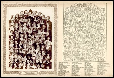 Montaż portretów, ok. 1910 r: Wybitne kobiety, literackie i historyczne (litografia) autorstwa English School