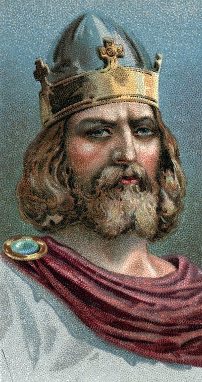 Portret Alfreda Wielkiego (Alfred Wielki, 849-899), króla Wessex, 800 rok n.e. - Z serii „”Przywódcy ludzi””” - Chromolitografia - Szkoła angielska, XX wiek - autorstwa English School