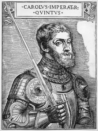 Portret Karola V (1500-58), Świętego Cesarza Rzymskiego autorstwa English School