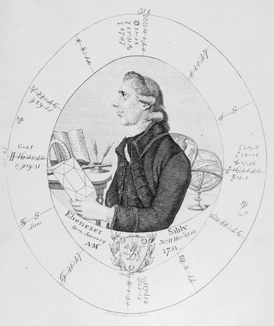 Portret Ebenezer Sible w otoczeniu swojego horoskopu autorstwa English School
