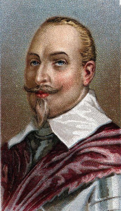 Portret Gustawa Adolfa Szwecji - Portret króla Szwecji Gustawa II Adolfa (1594-1632) - Z serii „Przywódcy ludzi”” - Chromolitografia - Szkoła angielska, XX wiek - autorstwa English School