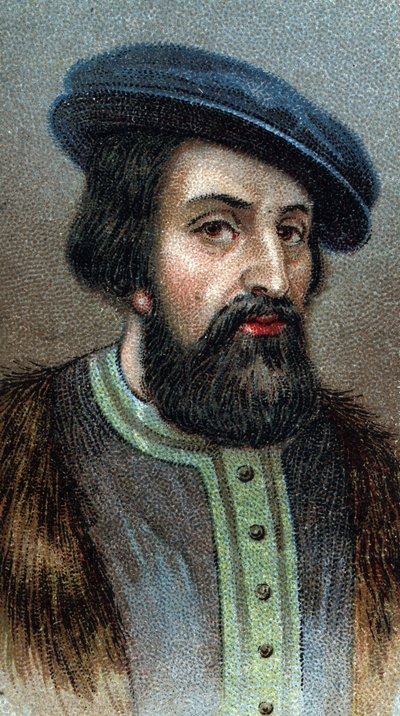 Portret HERNANDO (Hernan) CORTES (Cortez) (1485-1547) Angielski zdobywca - Z serii „” Leaders of Men”” - Chromolitografia - Szkoła angielska, XX wiek - autorstwa English School