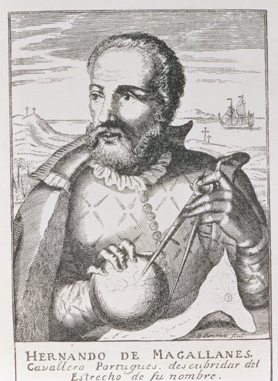 Эрнандо де Магалланесийн хөрөг (1480-1521 он) "Америкийн өгүүлэмж ба шүүмжлэлтэй түүх"-ээс Жусин Винсор найруулсан, Лондон, 1886 он autorstwa English School
