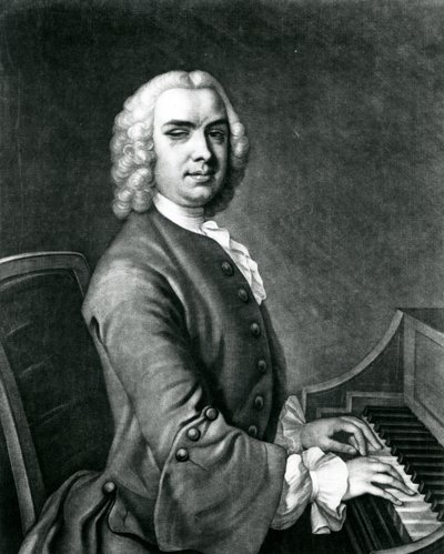 Portret Johna Stanleya (1712-86) (grafika) autorstwa English School