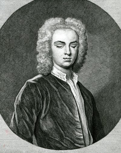 Portret Johna Stanleya (1712-86) (grafika) autorstwa English School