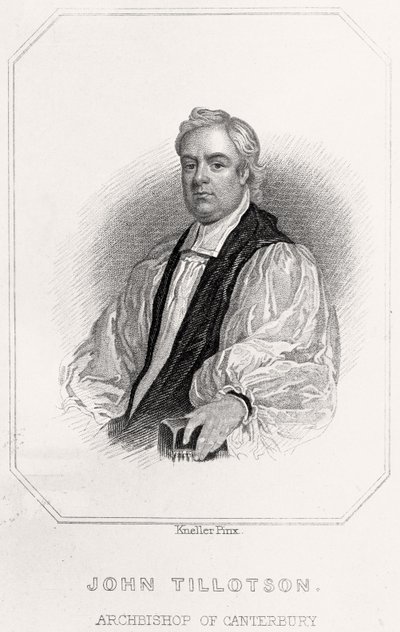 Portret Johna Tillotsona, arcybiskupa Canterbury, 1835 autorstwa English School
