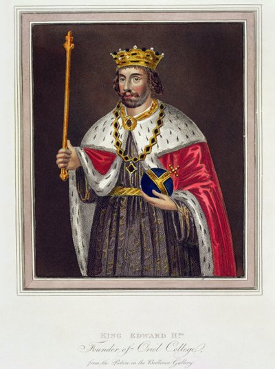 Portret króla Edwarda II (1284-1327) Założyciel Oriel College, po obrazie w Bibliotece Bodlejańskiej (kolorystyka) autorstwa English School