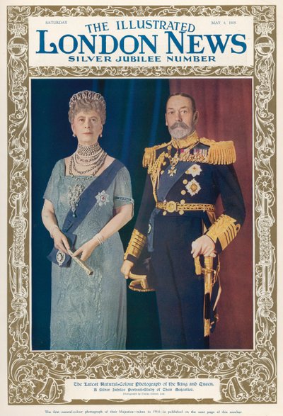Portret króla Jerzego V (1865-1936) i Queen Mary (1867-1953) z The Illustrated London News, 4 maja 1935 autorstwa English School