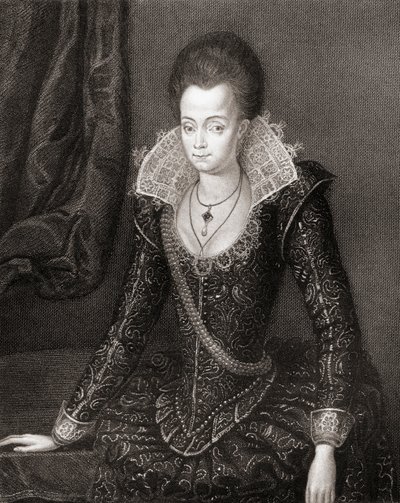 Portret Lady Arabelli Stuart (1575-1615) z Lodges British Portraits, 1823 autorstwa English School