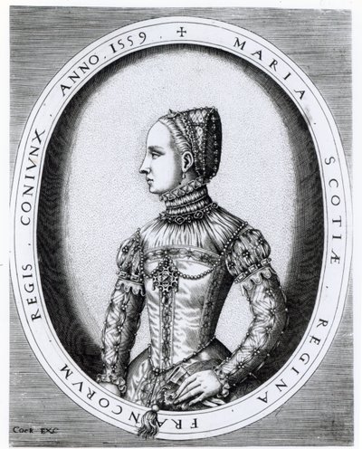 Portret Marii Królowej Szkotów (1542-87) wyryty przez Hieronymusa Cocka (ok. 1510-70) 1559 autorstwa English School