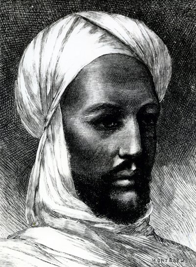 Portret Muhammada Ahmada (1844-1885), znanego jako Mahdi, przywódcy derwiszów w wojnie przeciwko Brytyjczykom w 1884 roku, wojny kolonialne, Sudan autorstwa English School