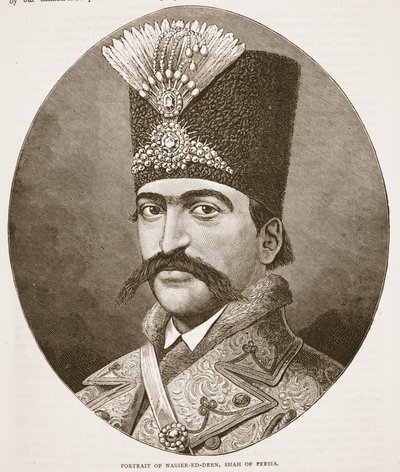 Portret Nasser-ed-Deen, szach Persji, ilustracja z Cassells Illustrated History of England autorstwa English School