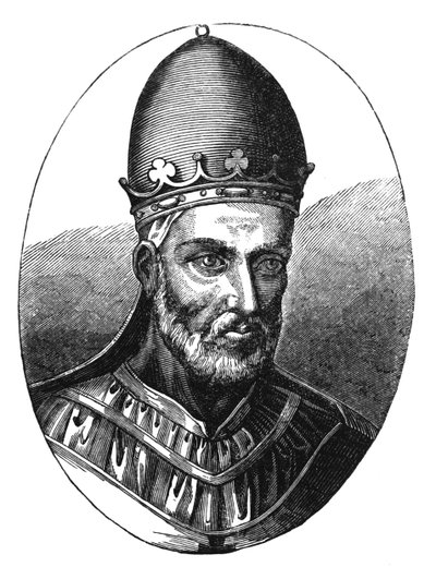 Portret papieża Honoriusza III (zm.1227) ilustracja z „Nauka i literatura średniowiecza i renesansu”, napisana i rytowana przez Paula Lacroix, 1878 autorstwa English School
