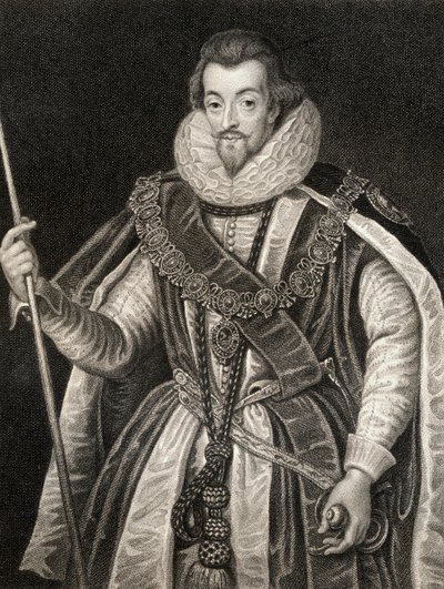 Portret Roberta Cecila, 1. hrabiego Salisbury (1563-1612), z Lodges British Portraits, 1823 autorstwa English School