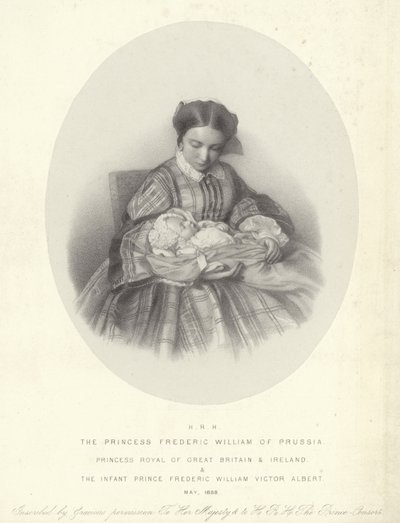 Portret Wiktorii Księżnej Królewskiej z synem Fryderykiem Williamem Victorem Albertem autorstwa English School