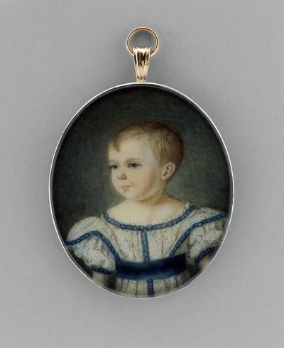 Portret chłopca, ok. 1820-30 (akwarela na kości słoniowej, złoceniach i szkle) autorstwa English School