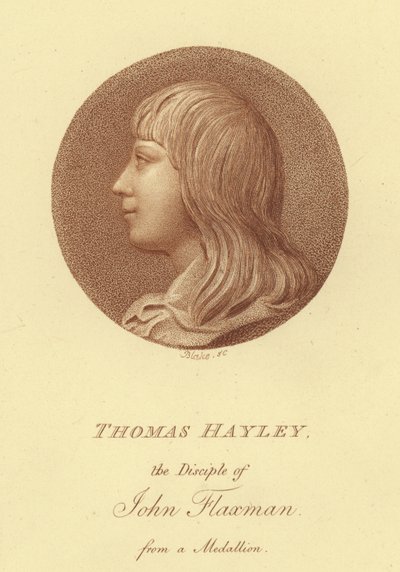 Portret rzeźbiarza Thomasa Hayleya, ucznia Johna Flaxmana (rycina) autorstwa English School