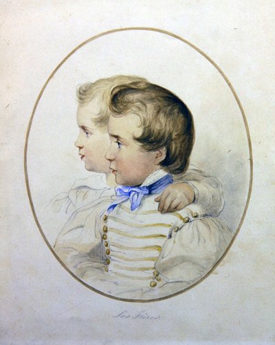 Portret dwóch braci w strojach wojskowych, ok. 1840 (akwarela na papierze) autorstwa English School