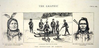 Portraits of Rebel Chiefs Poundmaker and Big Bear, opublikowane w „The Graphic”, 27 czerwca 1885 (lito) autorstwa English School