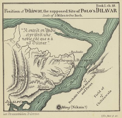Położenie Dilawar, domniemanego miejsca Dilawar Polo (kolorowa litografia) autorstwa English School
