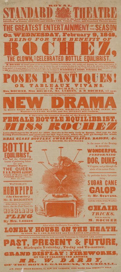 Plakat dla Royal Standard Theatre, 9 lutego 1848 autorstwa English School