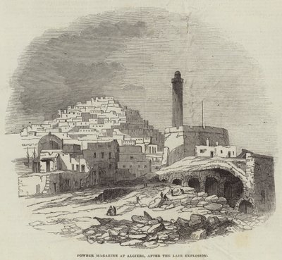 Prochownia w Algierze, po Późnym Wybuchu (grawerowanie) autorstwa English School