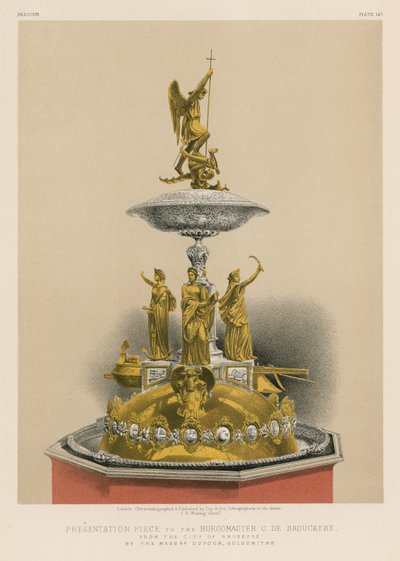 Prezentacja dla burmistrza C de Brouckere z miasta Brukseli autorstwa panów Dufour, Goldsmiths autorstwa English School
