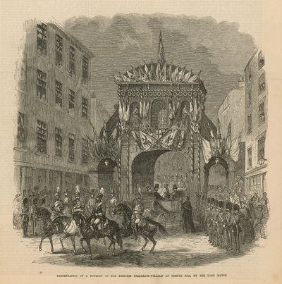 Prezentacja bukietu księżnej Fryderykowi Williamowi w Temple Bar autorstwa English School