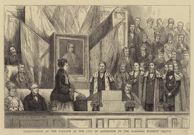 Prezentacja Wolności Miasta Edynburga baronowej Burdett Coutts (grafika) autorstwa English School
