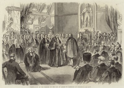 Prezentacja wolności City of London Garibaldiemu w Guildhall autorstwa English School
