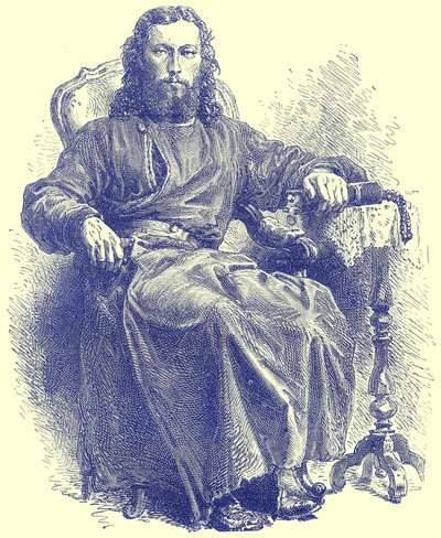 Kapłan kościoła greckiego, ilustracja z Illustrated Travels pod redakcją H. W. Batesa, wydana ok. 1880 r. (obraz ulepszony cyfrowo) autorstwa English School