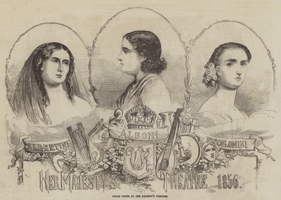 Premier Donne w Teatrze Jej Królewskiej Mości, 1856 autorstwa English School