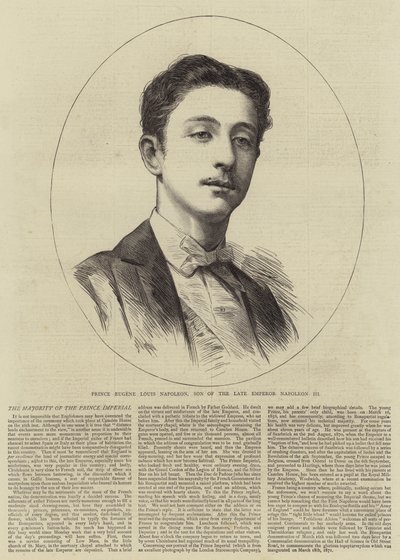 Książę Eugeniusz Ludwik Napoleon, syn zmarłego cesarza Napoleona III (rycina) autorstwa English School