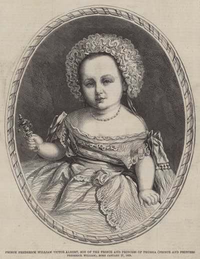 Książę Fryderyk Wilhelm Wiktor Albert, syn księcia i księżnej pruskiej (książę i księżna Fryderyk Wilhelm), urodzony 27 stycznia 1859 (grawerowanie) autorstwa English School