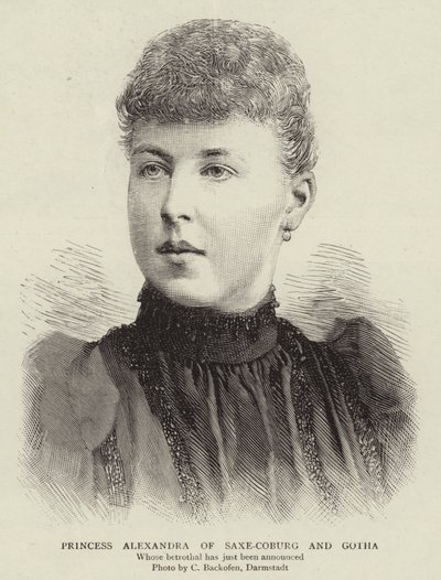 Księżniczka Aleksandra Sachsen-Coburg i Gotha (grafika) autorstwa English School