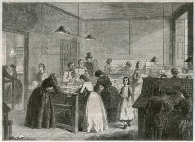 Drukarnia (Victoria Press) przy Great Coram Street, do zatrudniania kobiet jako kompozytorek autorstwa English School