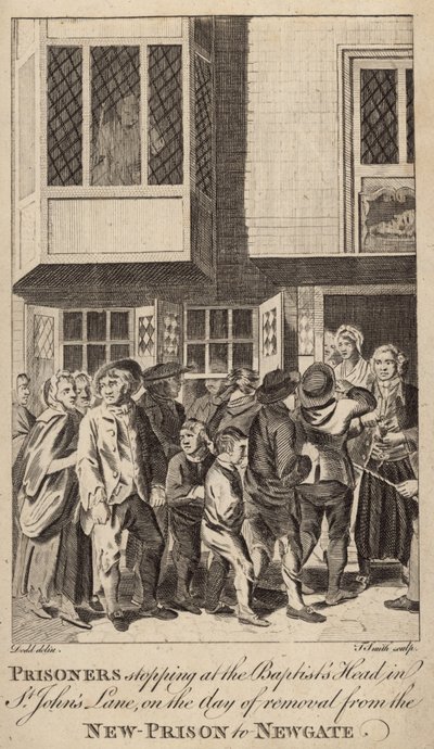 Więźniowie zatrzymujący się przy Baptists Head na St Johns Lane autorstwa English School