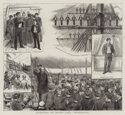 Dzień Nagrody na pokładzie HMS Worcester (grawerowanie) autorstwa English School