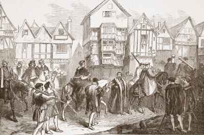 Procesja Wolseya do Westminster Hall, ilustracja z Historii protestantyzmu Jamesa Aitkena Wylie (1808-1890), wyd. 1878 autorstwa English School
