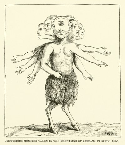 Cudowny potwór schwytany w górach Zardana w Hiszpanii, 1655 autorstwa English School