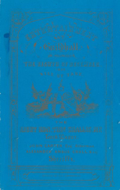 Program kolacji w Guildhall w Londynie, 8 grudnia 1852 r. autorstwa English School