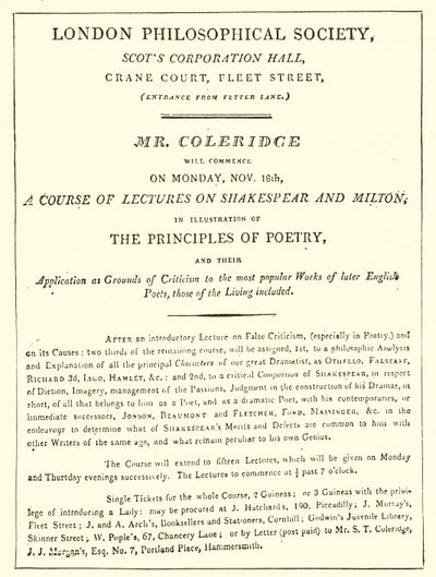Program wykładów Coleridge