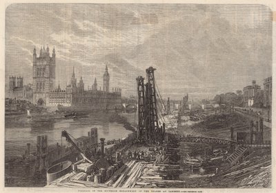 Postęp południowego nabrzeża Tamizy w Lambeth autorstwa English School
