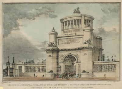 Propozycja bitwy pod Waterloo Monument autorstwa English School