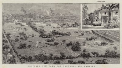 Proponowany nowy park dla Vauxhall i Lambeth (grawerowanie) autorstwa English School