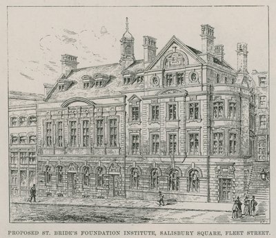 Proponowany Instytut St Brides Foundation, Salisbury Square, Fleet Street autorstwa English School