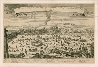 Perspektywa zamarzniętej Tamizy, wzięta ze schodów Świątyni 20 stycznia 171516 r. autorstwa English School
