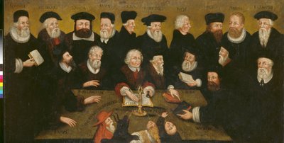 Reformatorzy protestanccy, ok. 1654 (olej na panelu) autorstwa English School
